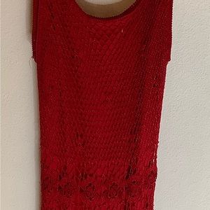 Beautifully hand, crocheted, derp red, vintage, long dress. Size small/medium.